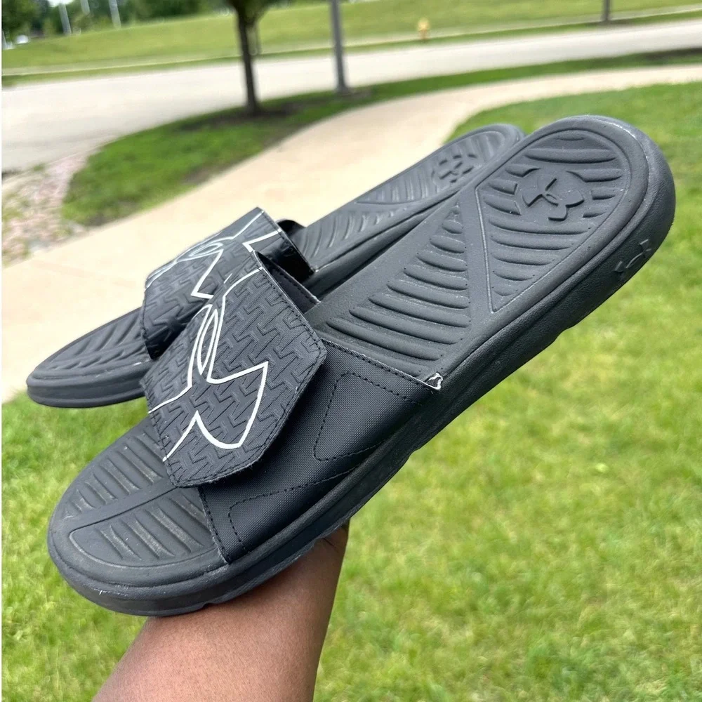 Under Armour Men's Ignite Ansa Logo Slide Sandals Size 13 Black White